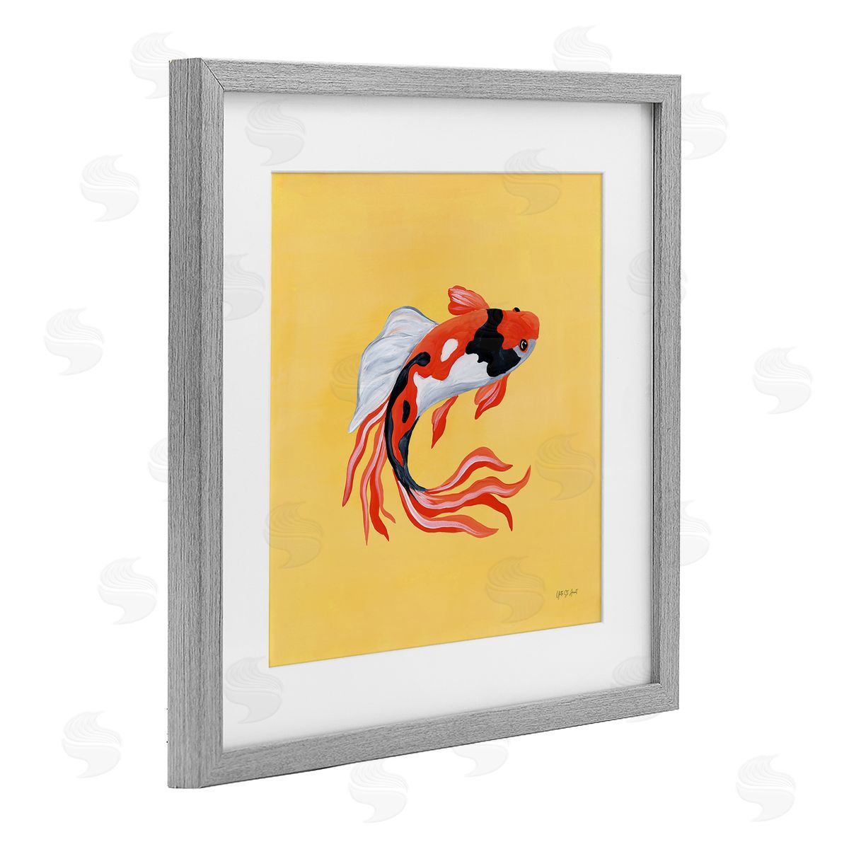 Yvette St. Amant Colorful Koi on Yellow Canvas Wall Art Print
