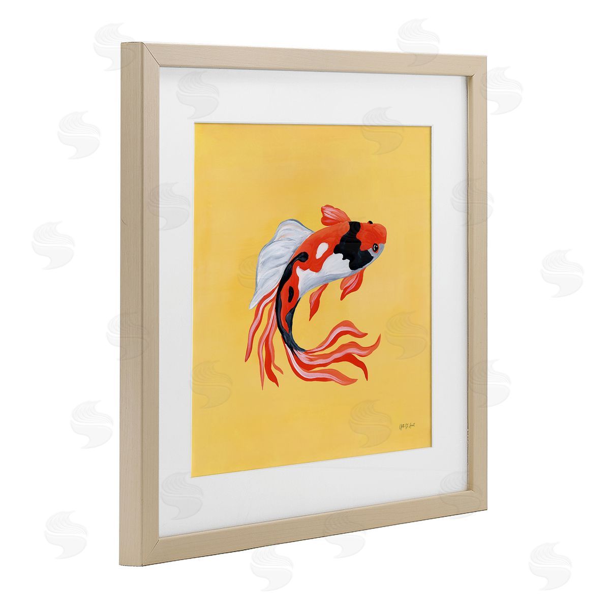 Yvette St. Amant Colorful Koi on Yellow Canvas Wall Art Print