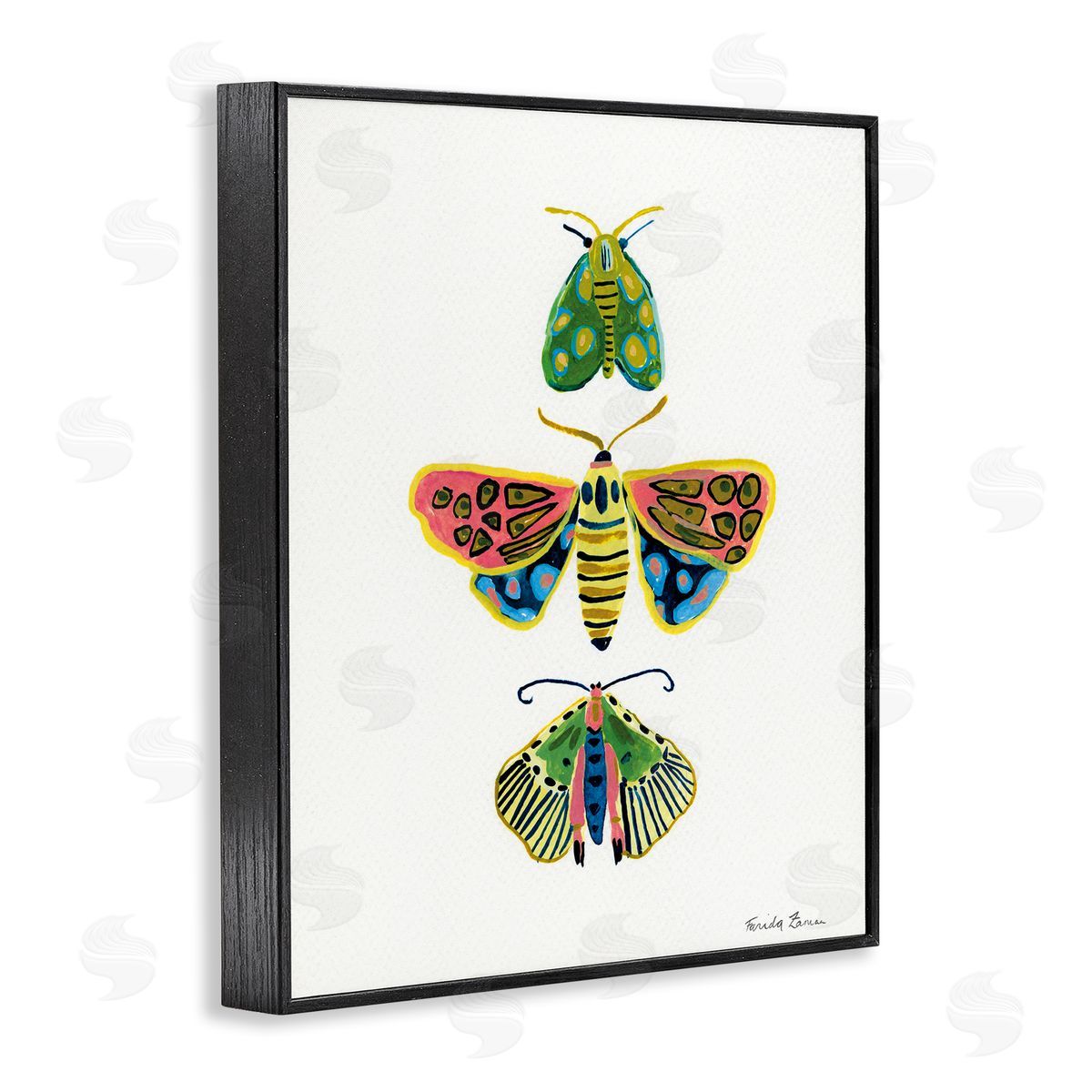 Farida Zaman Bright Moths Earth Tones Canvas Wall Art Print