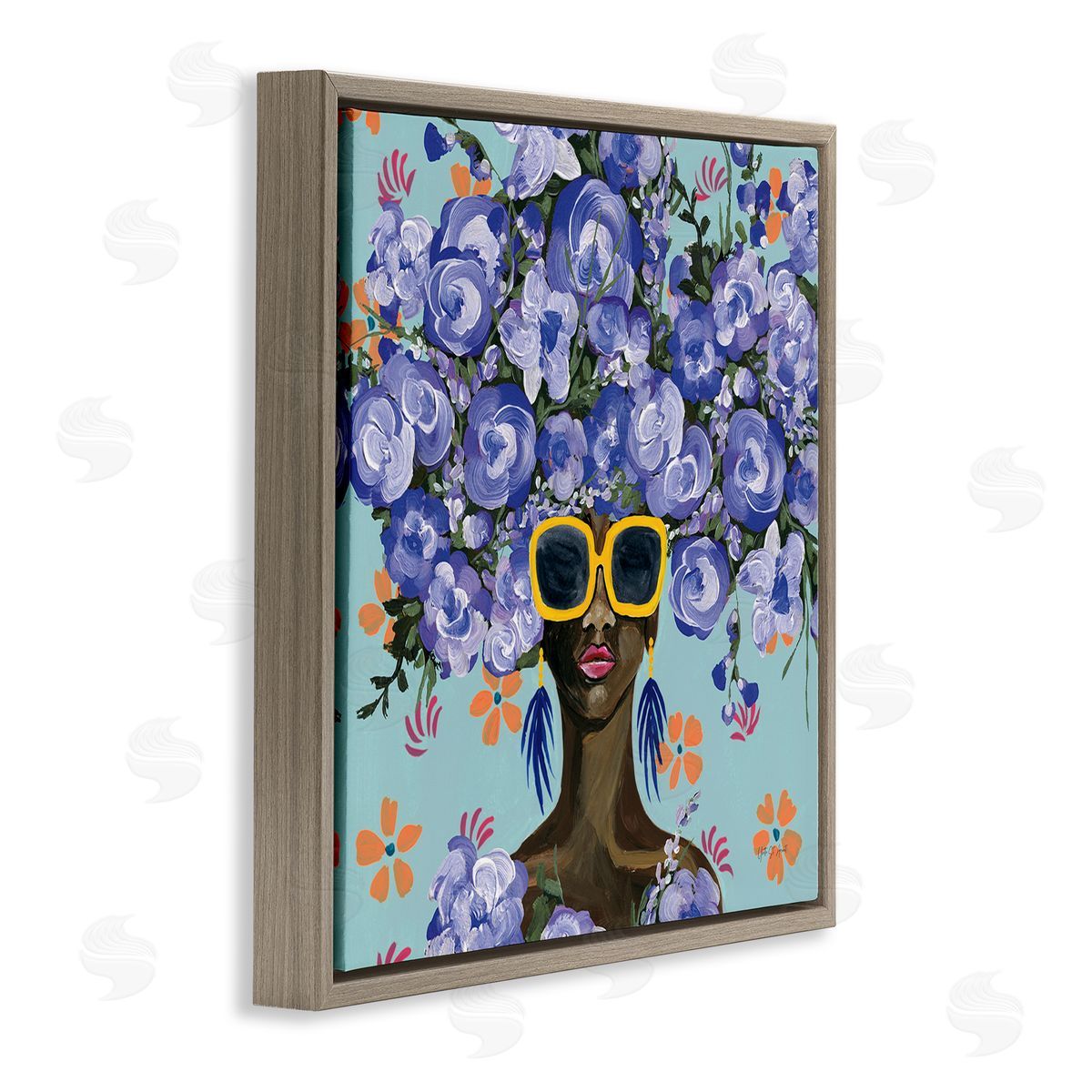 Yvette St. Amant Sunning In Blue Florals Canvas Wall Art Print