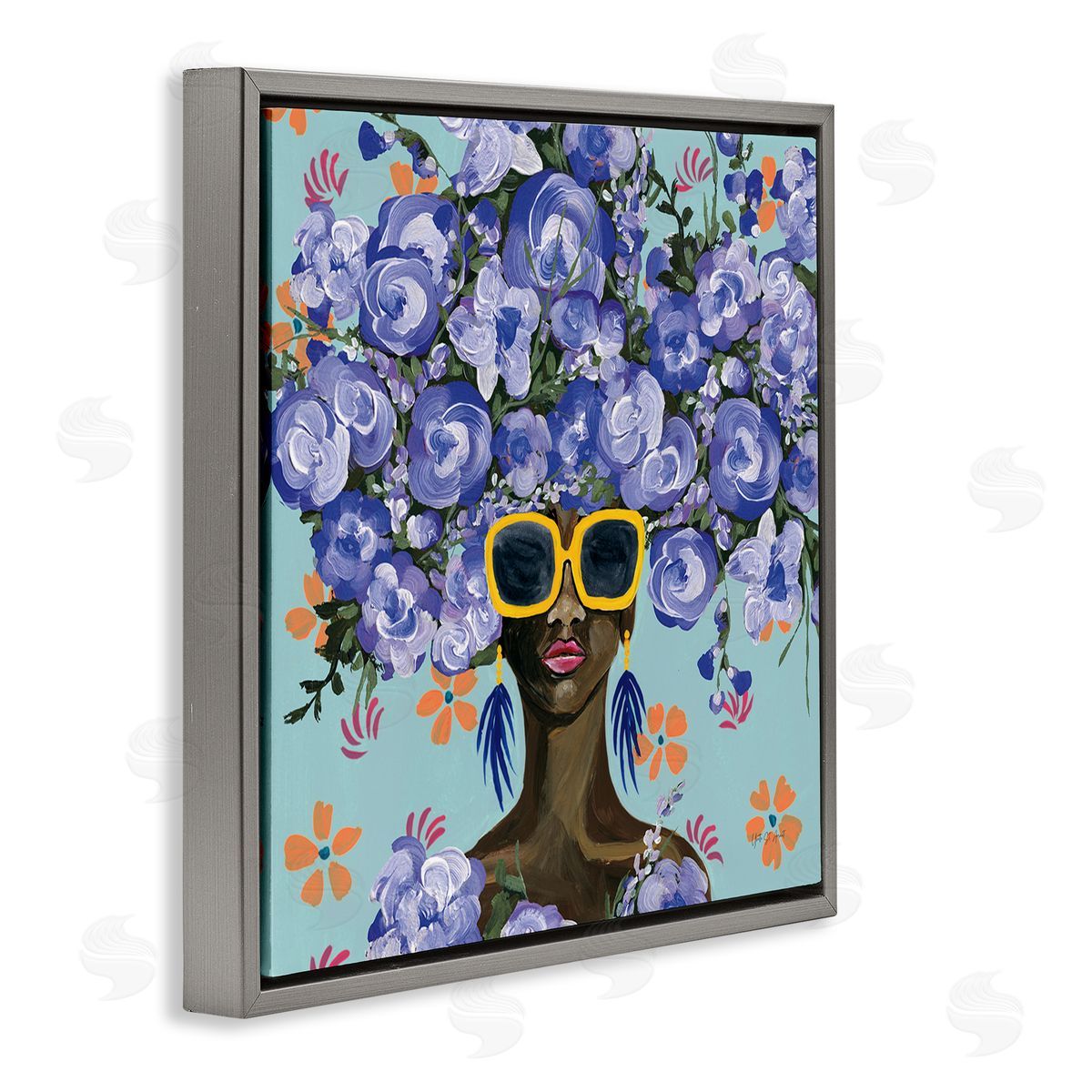 Yvette St. Amant Sunning In Blue Florals Canvas Wall Art Print