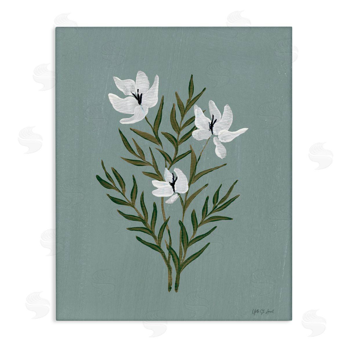 Yvette St. Amant Slate Blue Little Flower Canvas Wall Art Print