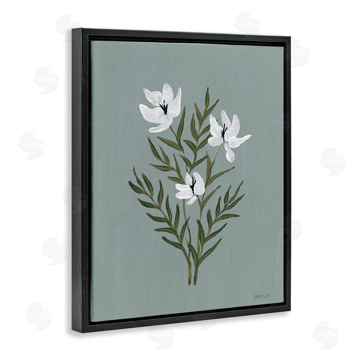 Yvette St. Amant Slate Blue Little Flower Canvas Wall Art Print