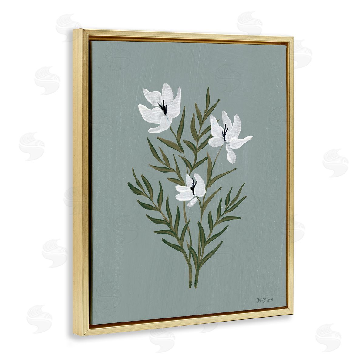 Yvette St. Amant Slate Blue Little Flower Canvas Wall Art Print