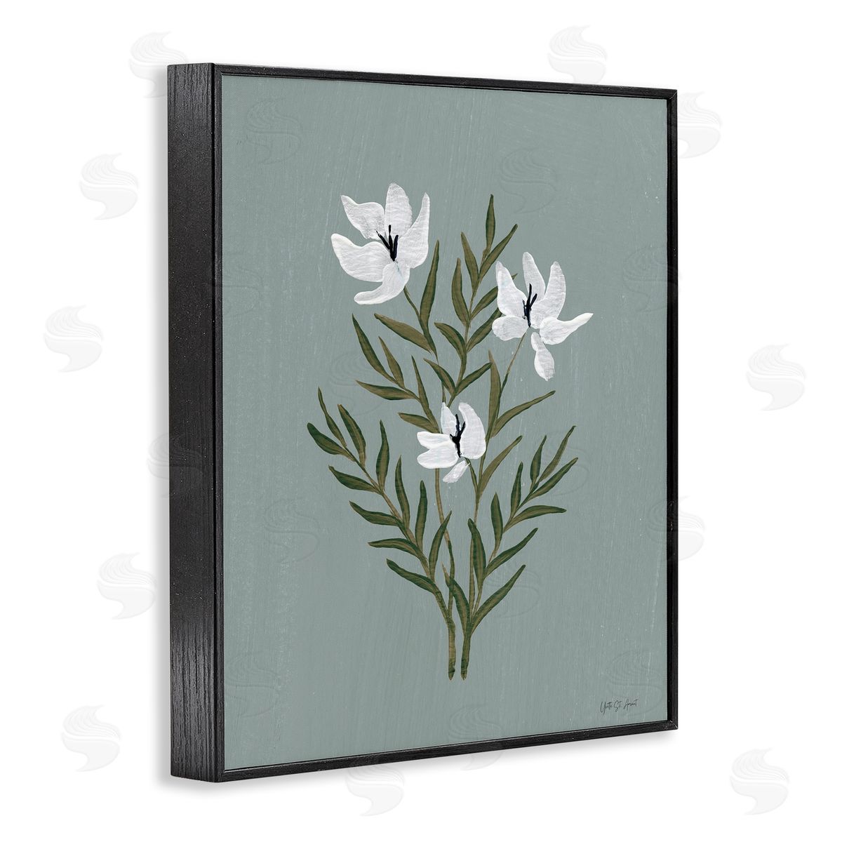 Yvette St. Amant Slate Blue Little Flower Canvas Wall Art Print