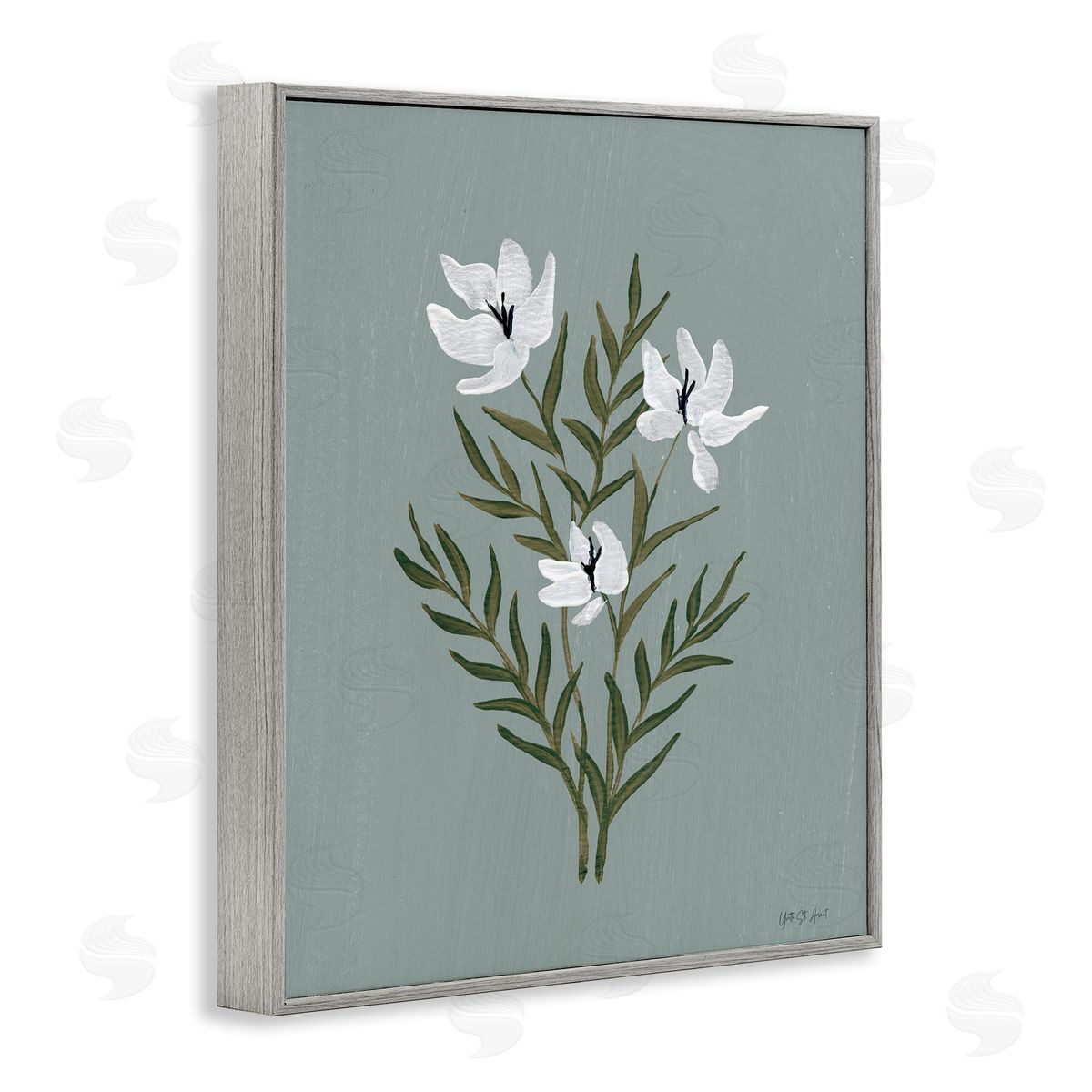 Yvette St. Amant Slate Blue Little Flower Canvas Wall Art Print
