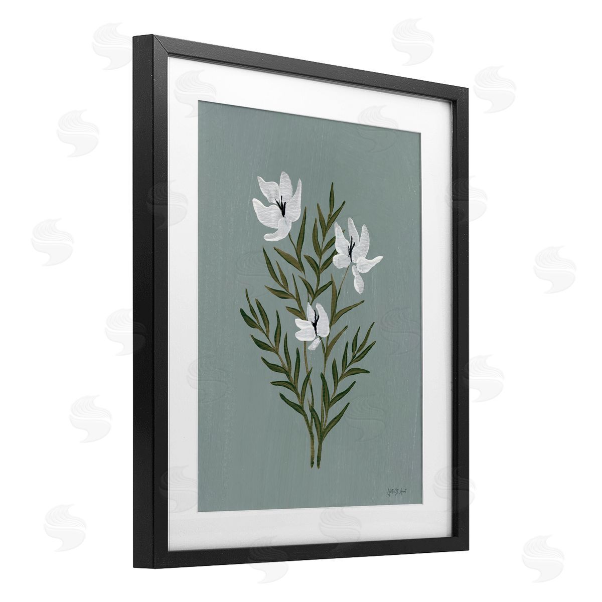 Yvette St. Amant Slate Blue Little Flower Canvas Wall Art Print