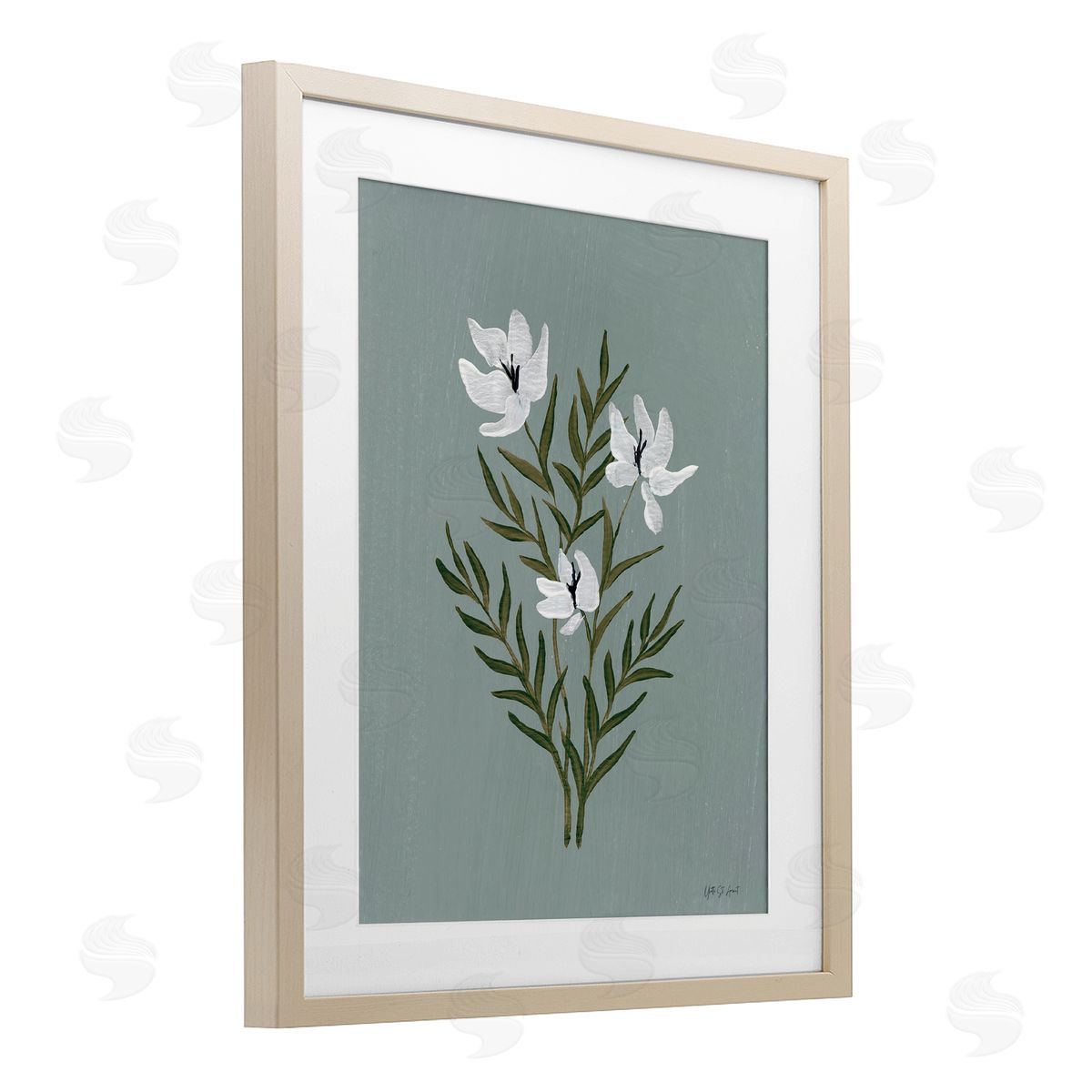 Yvette St. Amant Slate Blue Little Flower Canvas Wall Art Print