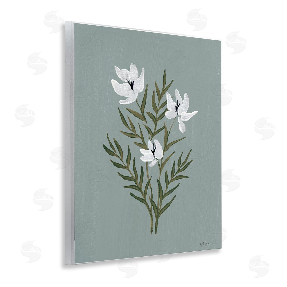 Yvette St. Amant Slate Blue Little Flower Canvas Wall Art Print