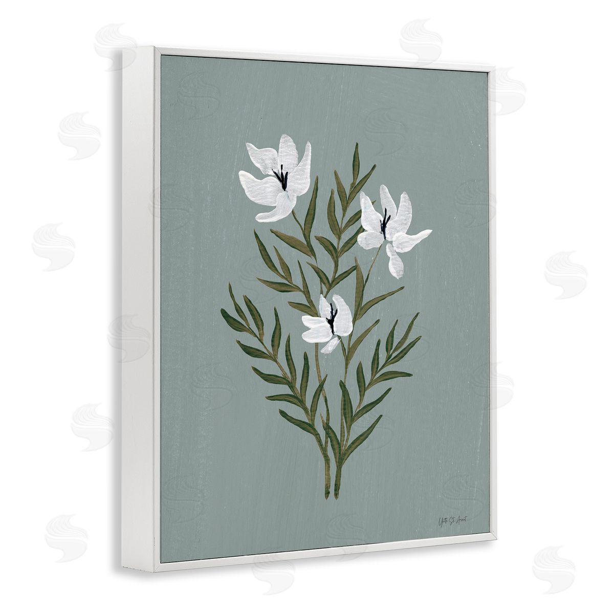 Yvette St. Amant Slate Blue Little Flower Canvas Wall Art Print