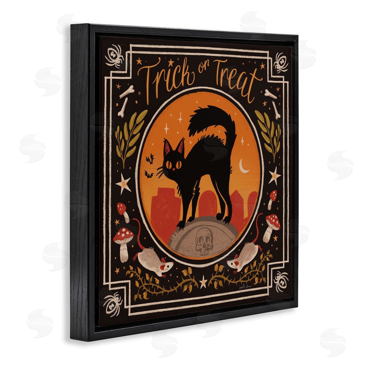 Janelle Penner Trick Or Treat Cat & Rats Canvas Wall Art Print