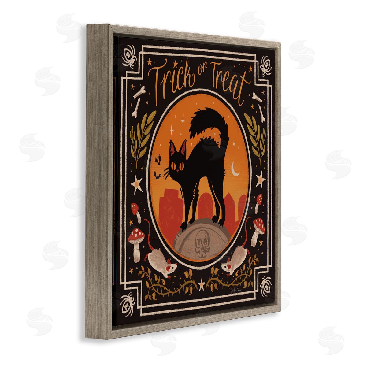 Janelle Penner Trick Or Treat Cat & Rats Canvas Wall Art Print