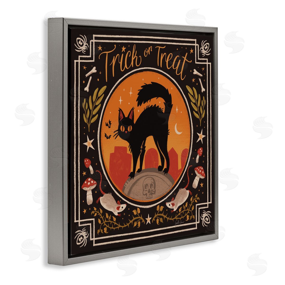 Janelle Penner Trick Or Treat Cat & Rats Canvas Wall Art Print
