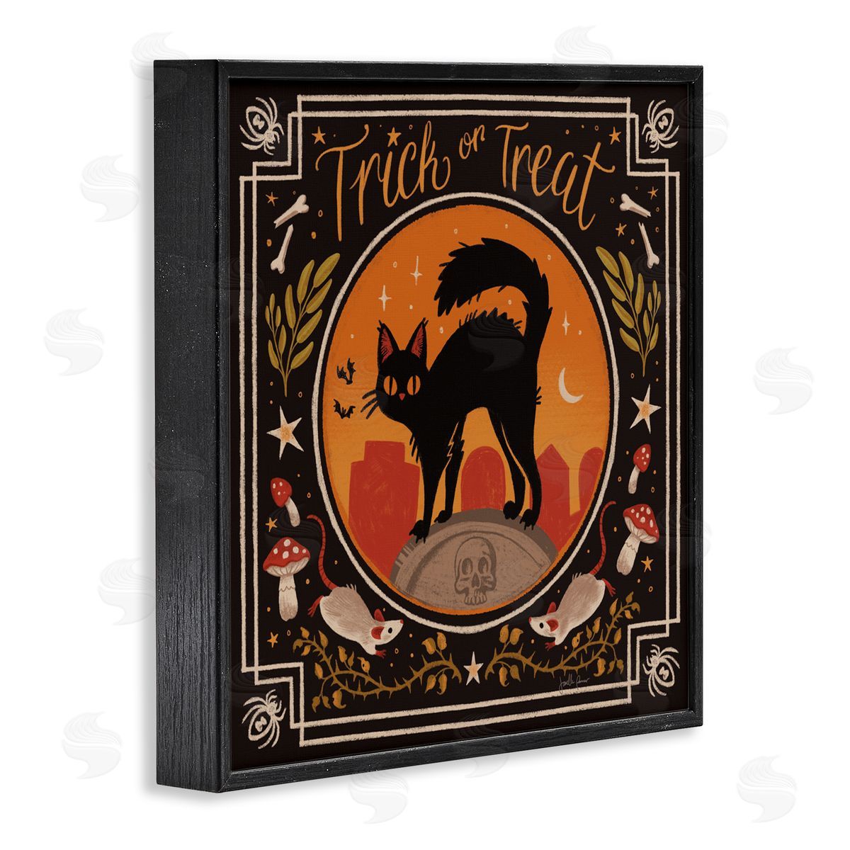 Janelle Penner Trick Or Treat Cat & Rats Canvas Wall Art Print