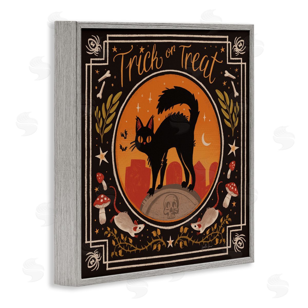 Janelle Penner Trick Or Treat Cat & Rats Canvas Wall Art Print