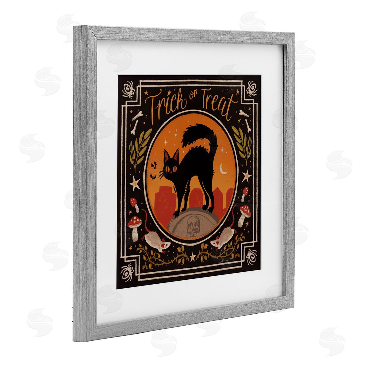 Janelle Penner Trick Or Treat Cat & Rats Canvas Wall Art Print
