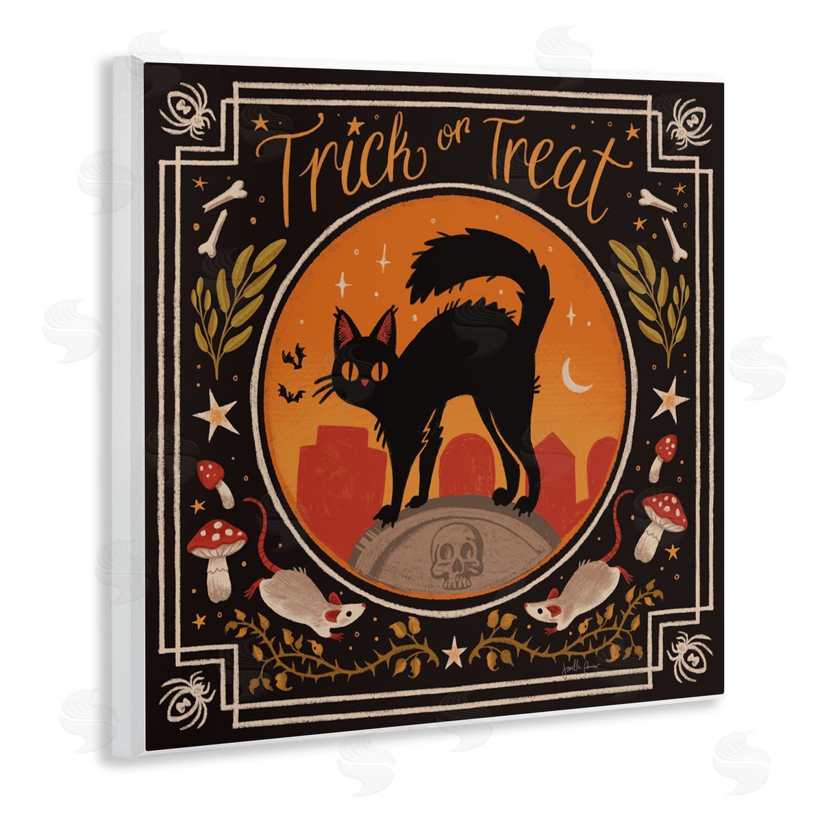 Janelle Penner Trick Or Treat Cat & Rats Canvas Wall Art Print