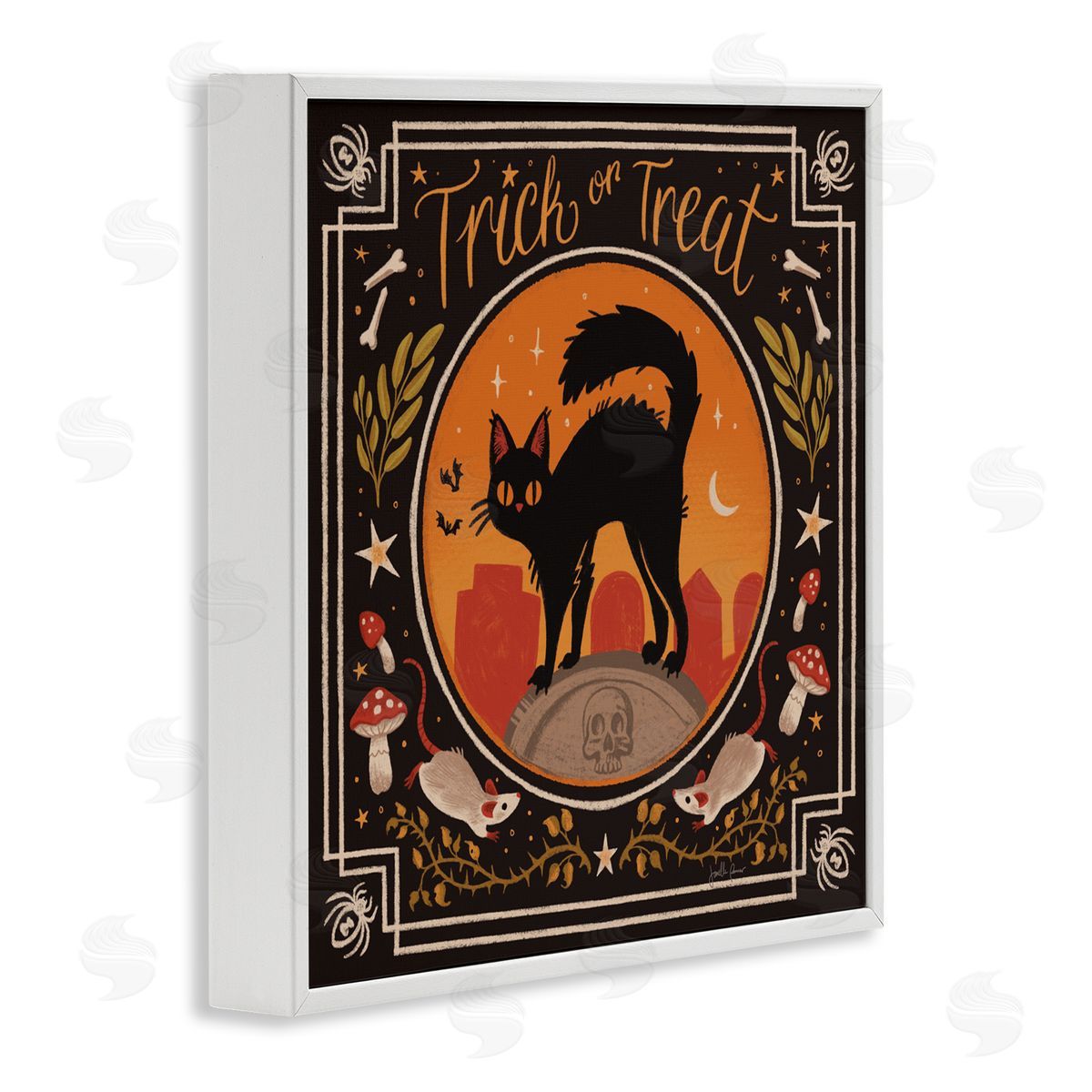 Janelle Penner Trick Or Treat Cat & Rats Canvas Wall Art Print
