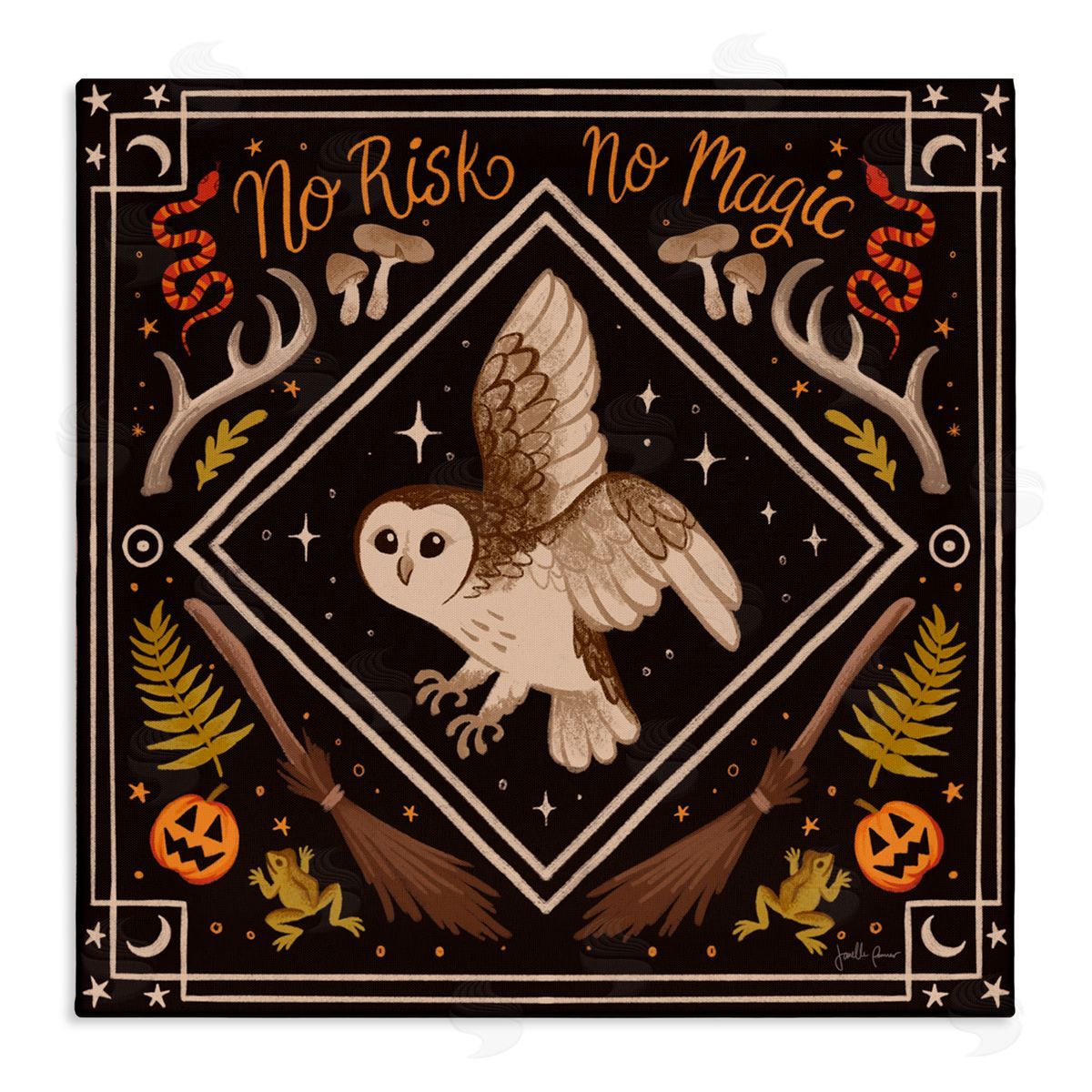 Janelle Penner No Risks or Magic Owl Canvas Wall Art Print