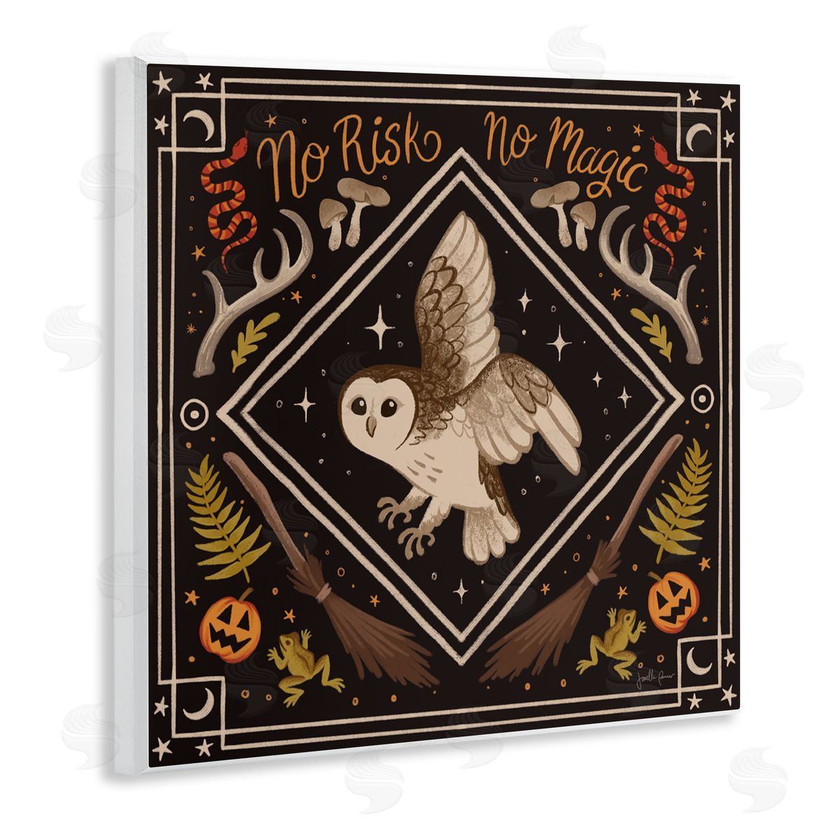 Janelle Penner No Risks or Magic Owl Canvas Wall Art Print