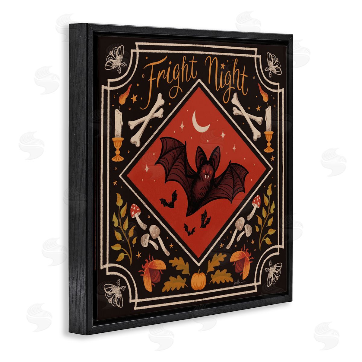 Janelle Penner Fright Night Bat & Botanicals Canvas Wall Art Print