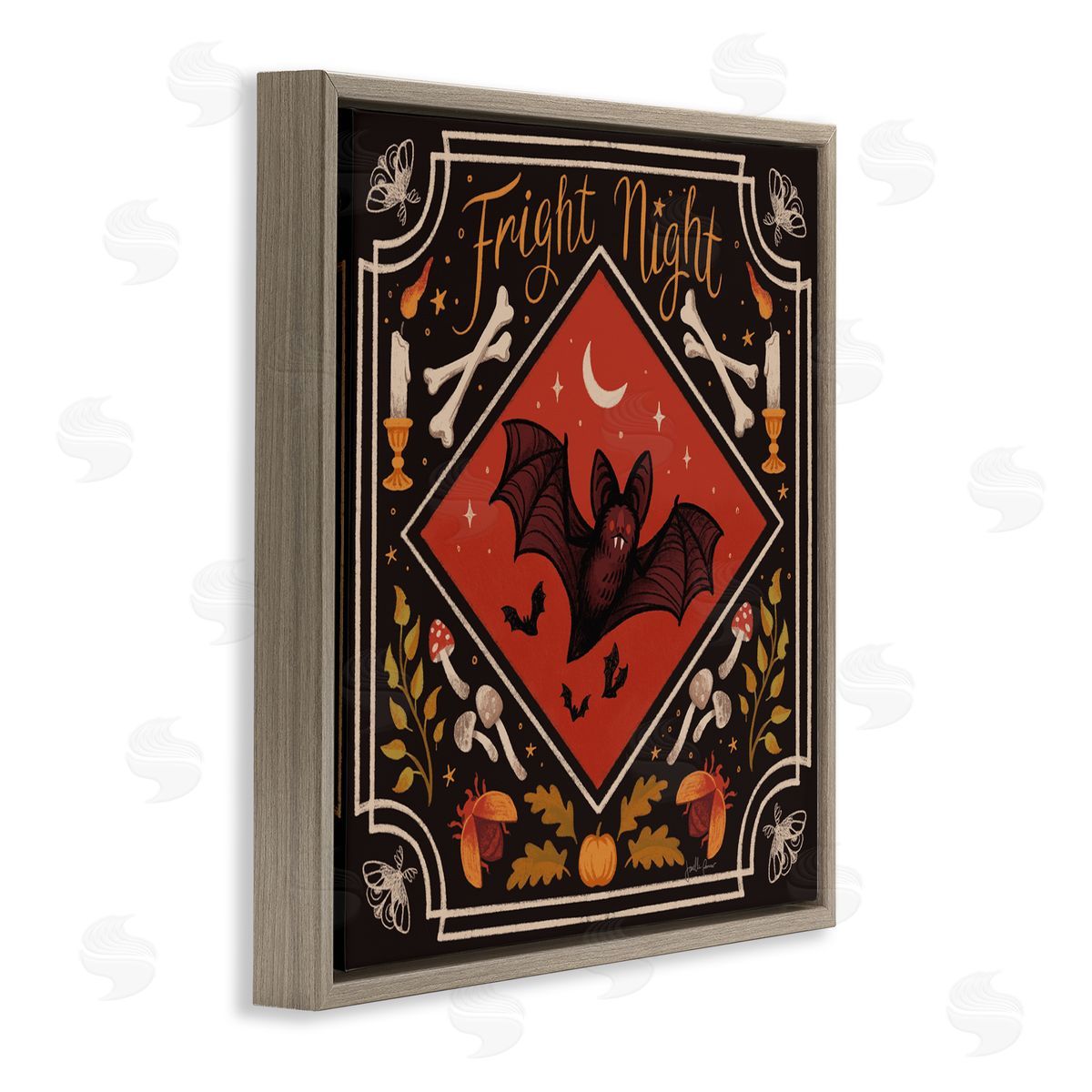 Janelle Penner Fright Night Bat & Botanicals Canvas Wall Art Print