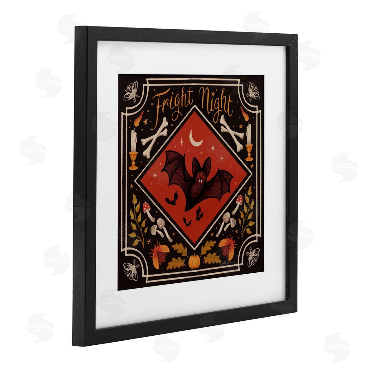 Janelle Penner Fright Night Bat & Botanicals Canvas Wall Art Print