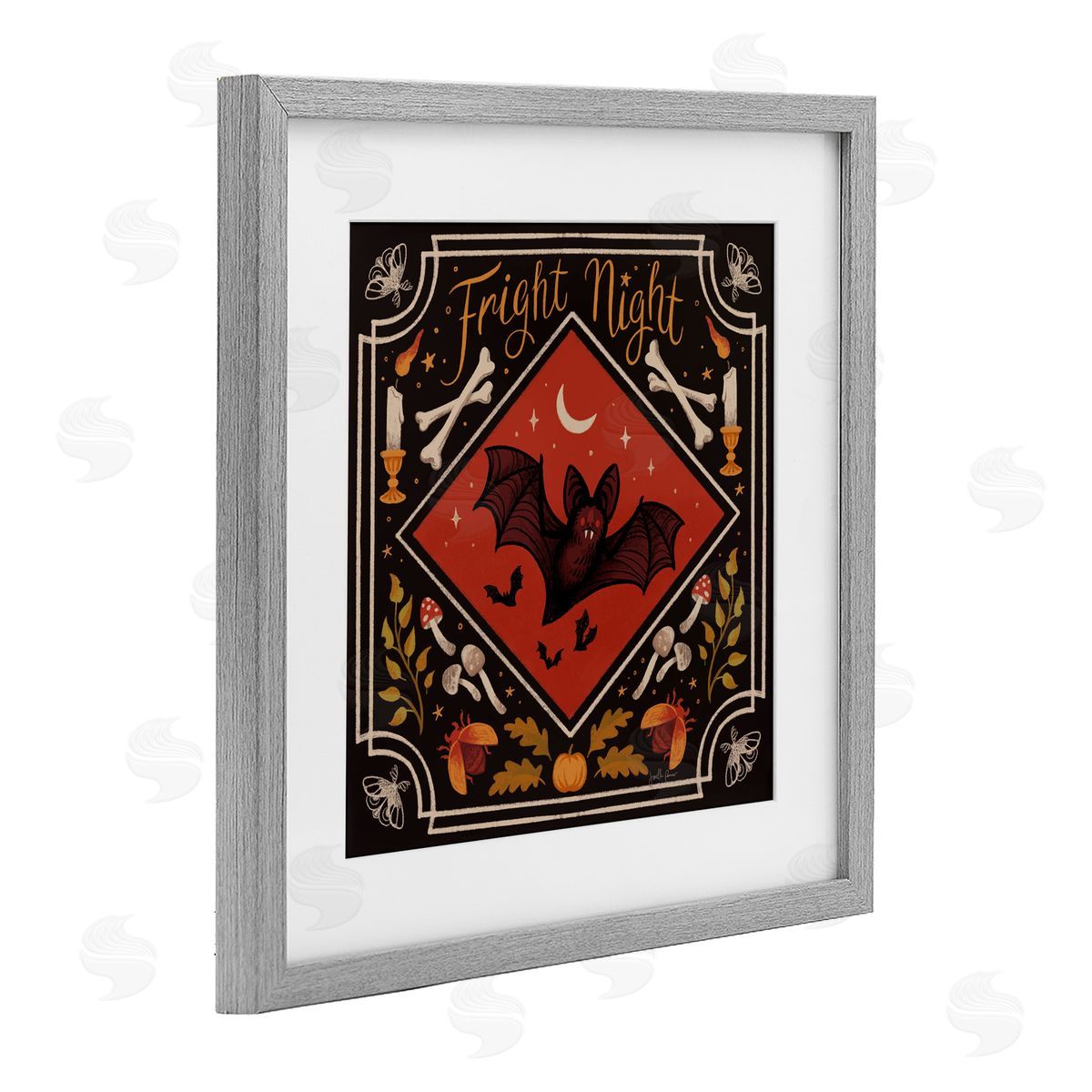 Janelle Penner Fright Night Bat & Botanicals Canvas Wall Art Print