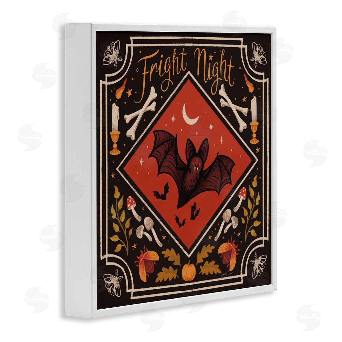 Janelle Penner Fright Night Bat & Botanicals Canvas Wall Art Print