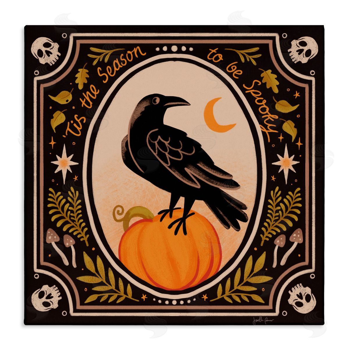 Janelle Penner Spooky Season Black Crow Canvas Wall Art Print