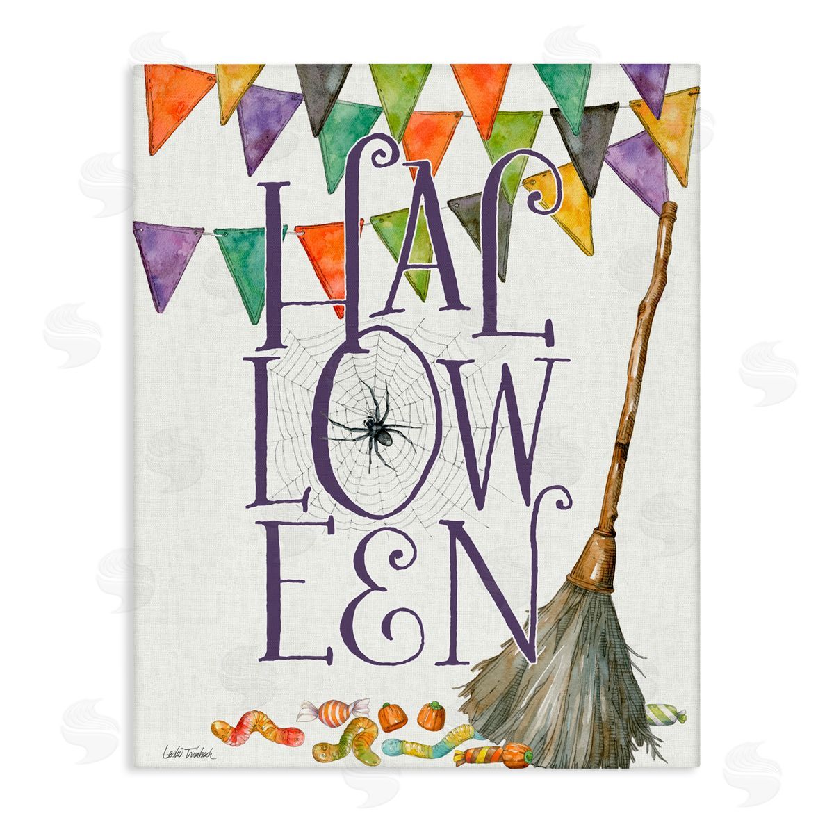 Leslie Trimbach Spellbound Halloween Broom Canvas Wall Art Print