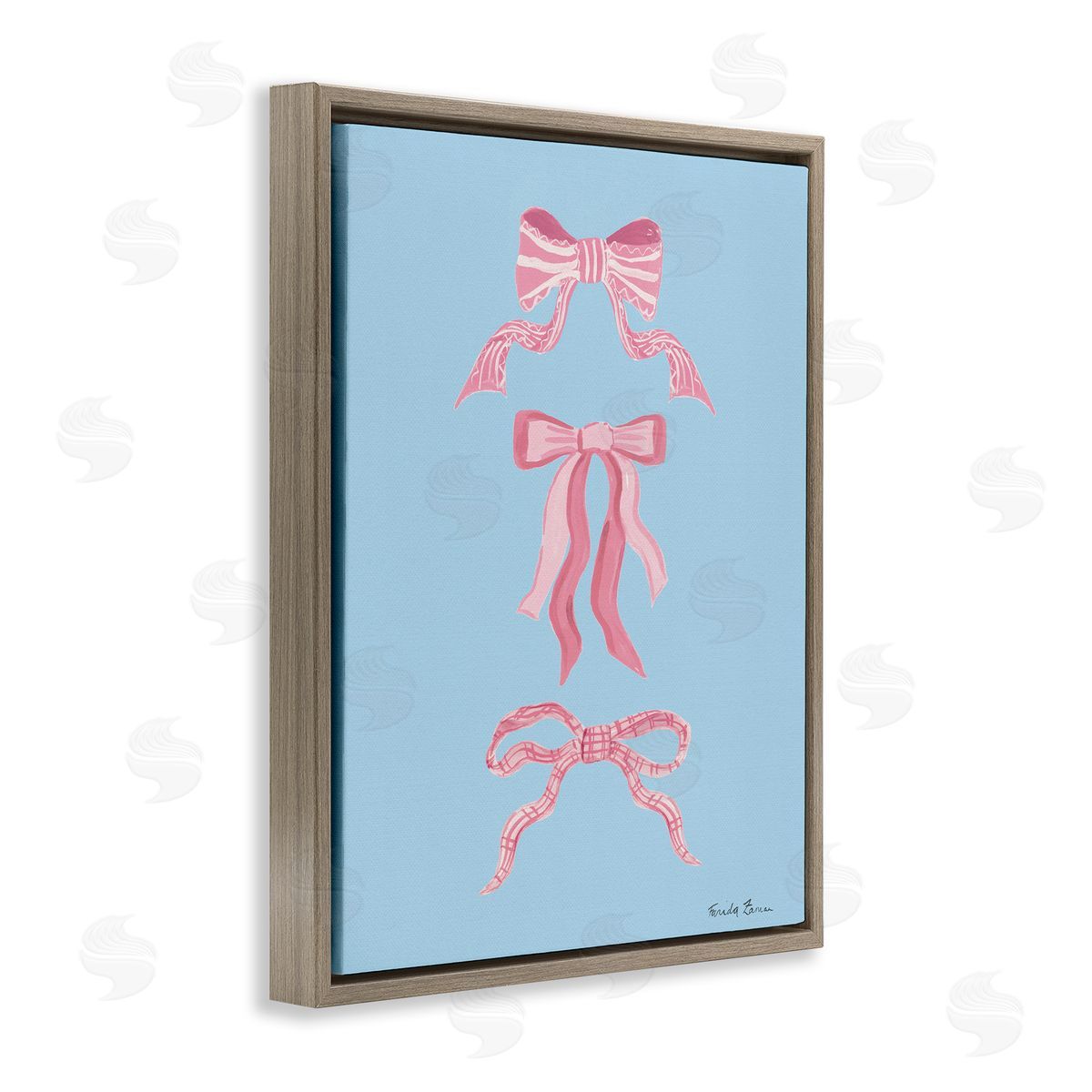 Farida Zaman Pretty Bows on Blue Canvas Wall Art Print