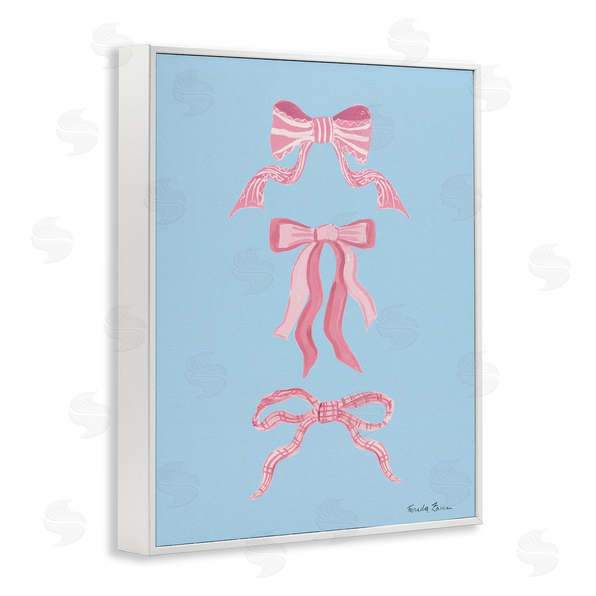 Farida Zaman Pretty Bows on Blue Canvas Wall Art Print