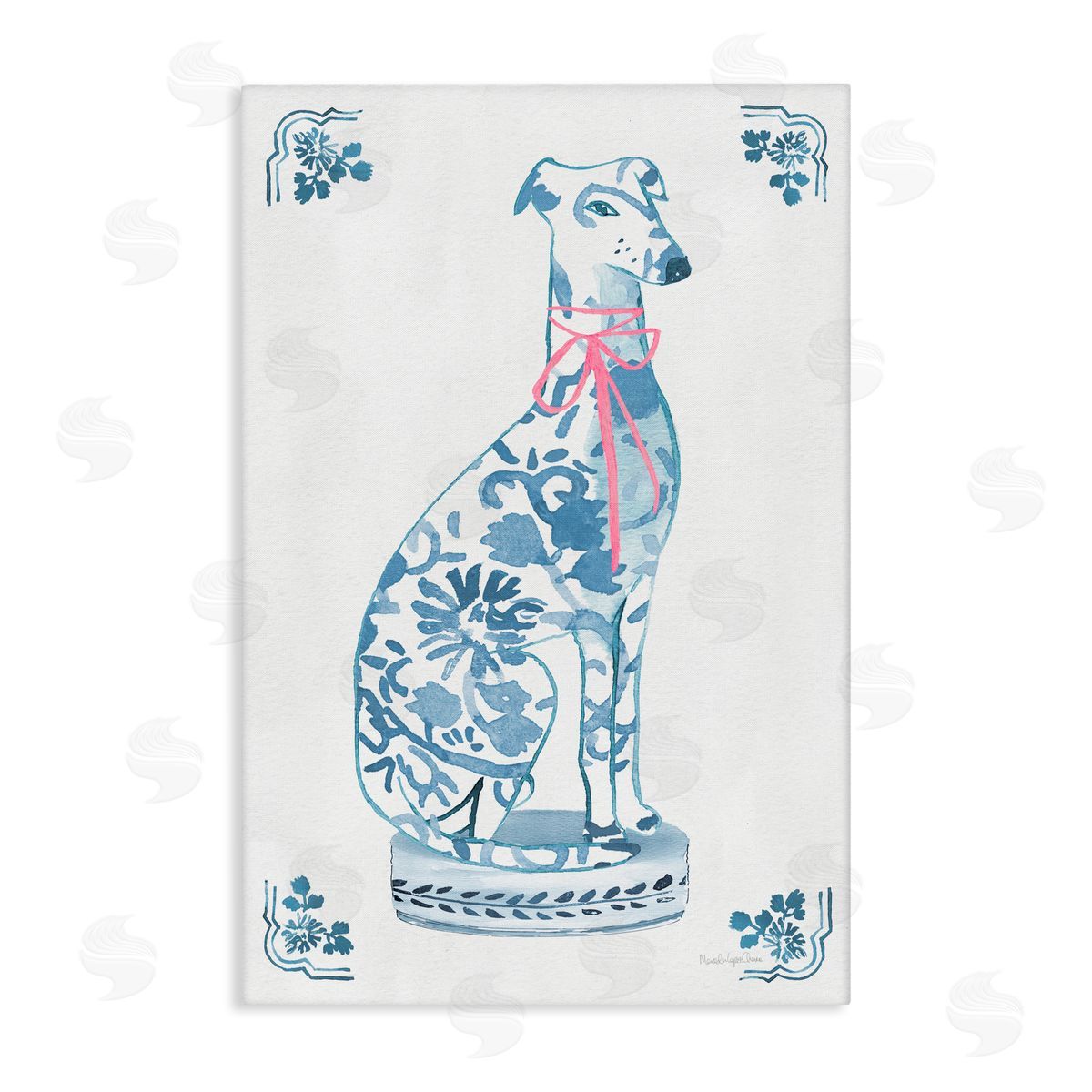 Mercedes Lopez Charro Chinoiserie Dog Statue Canvas Wall Art Print