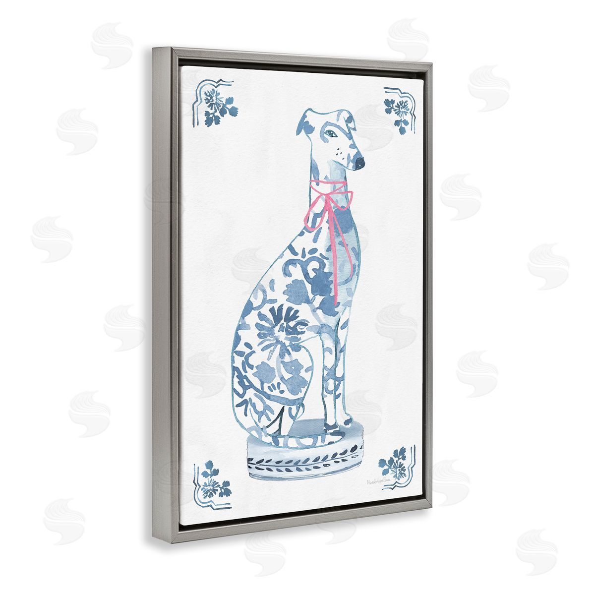 Mercedes Lopez Charro Chinoiserie Dog Statue Canvas Wall Art Print