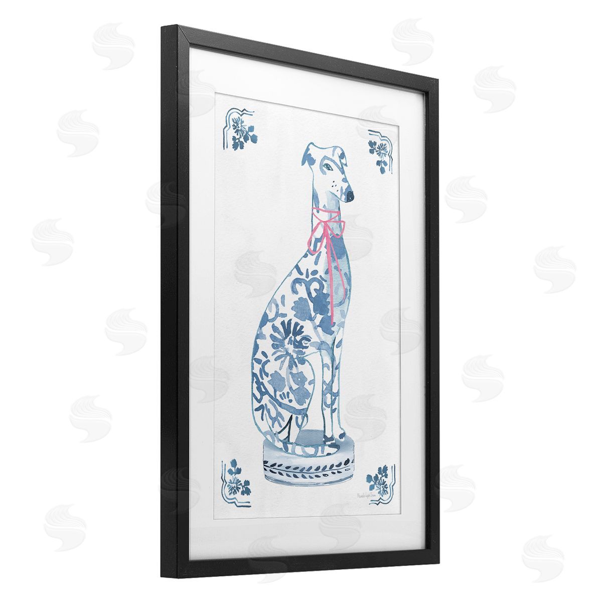 Mercedes Lopez Charro Chinoiserie Dog Statue Canvas Wall Art Print