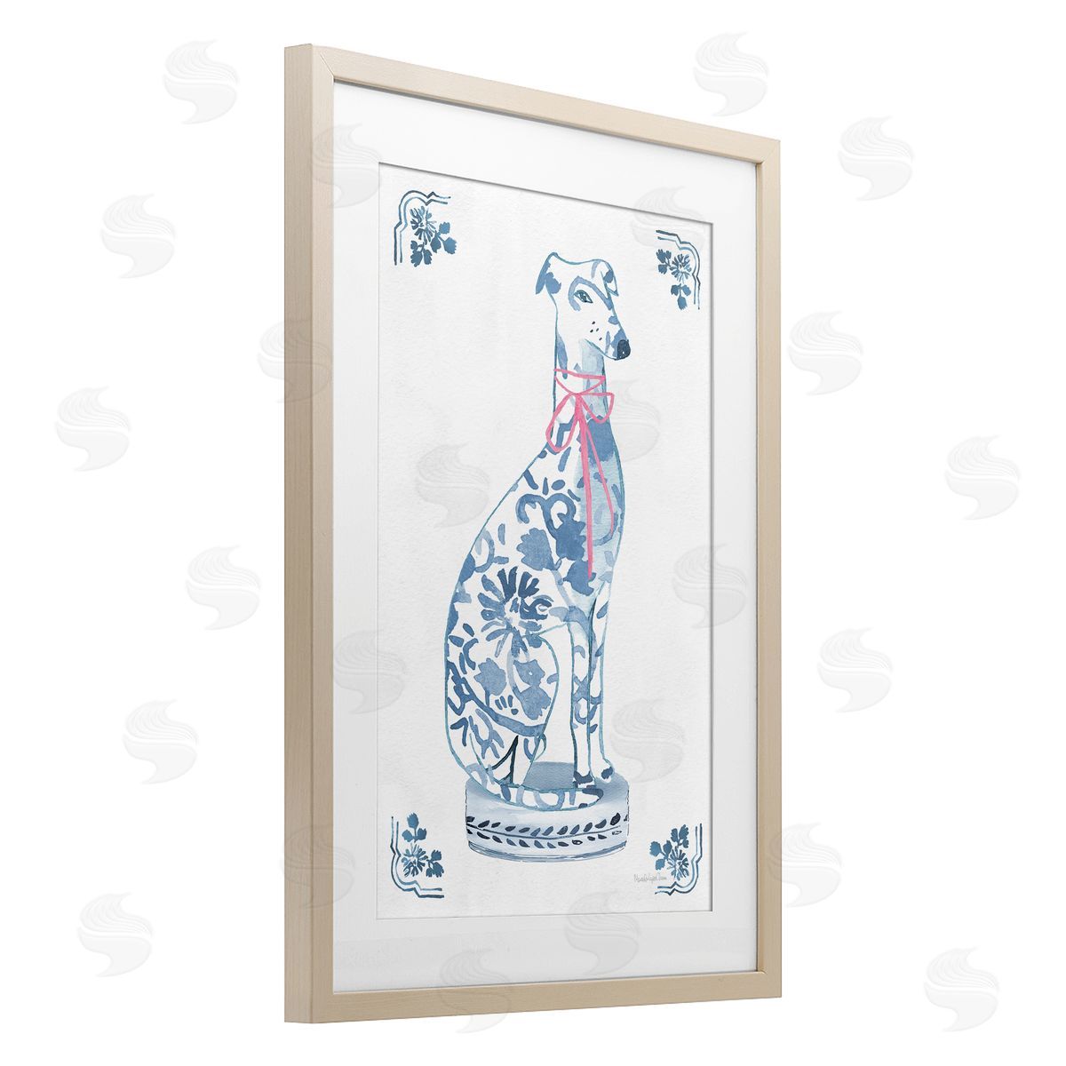 Mercedes Lopez Charro Chinoiserie Dog Statue Canvas Wall Art Print