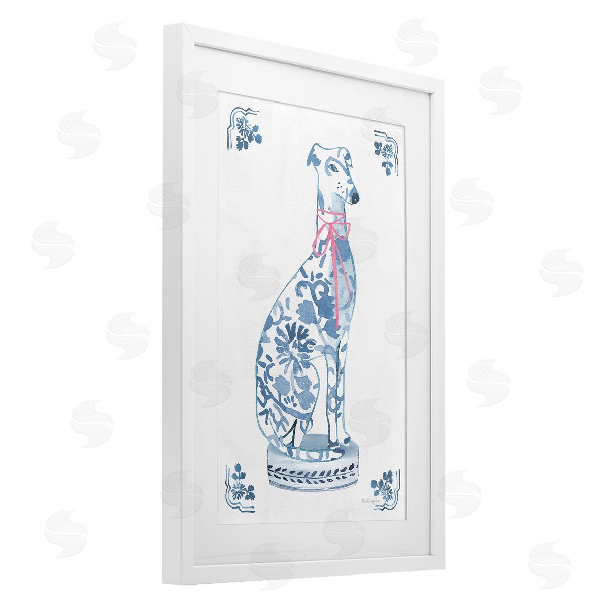 Mercedes Lopez Charro Chinoiserie Dog Statue Canvas Wall Art Print