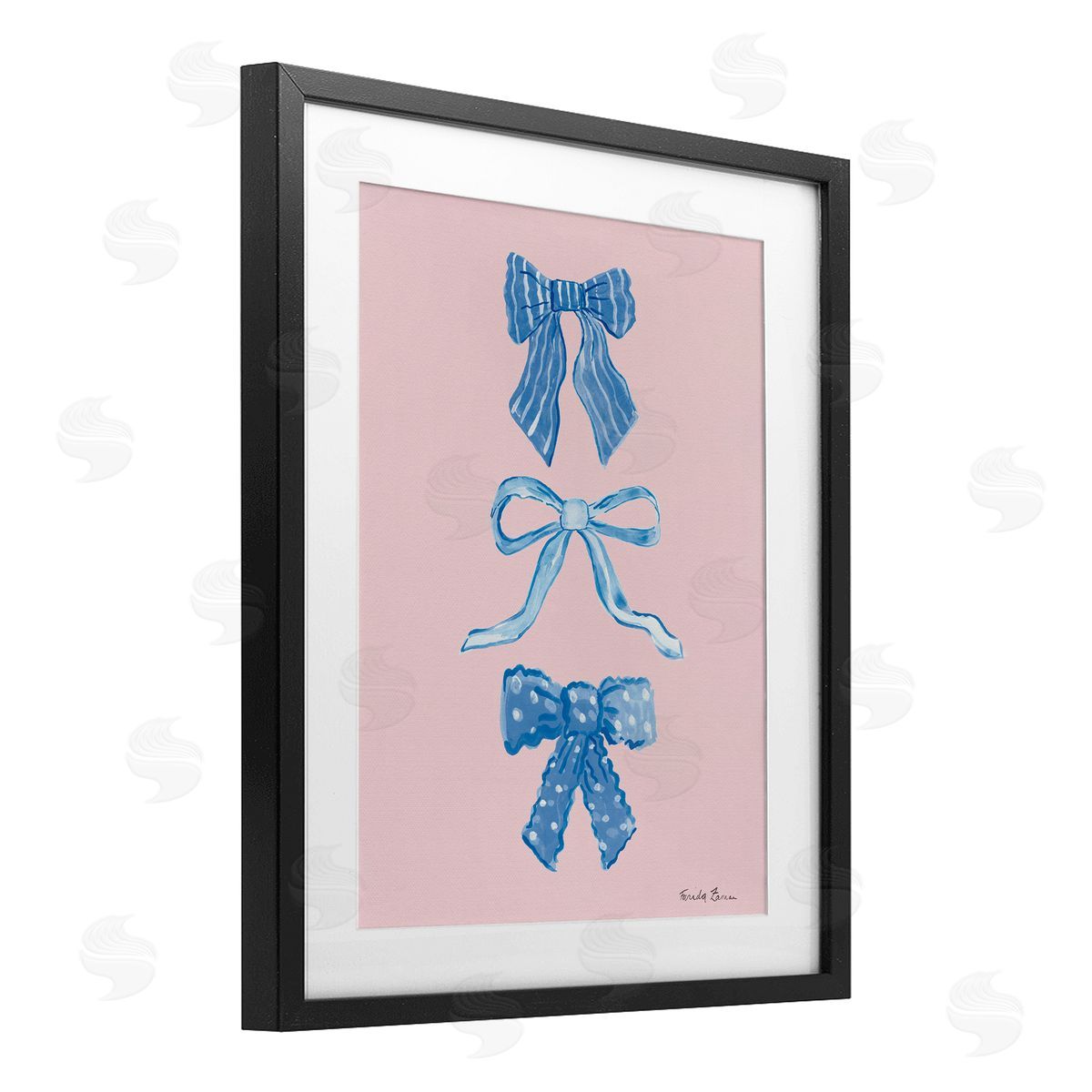 Farida Zaman Pretty Bows Blue & Pink Canvas Wall Art Print