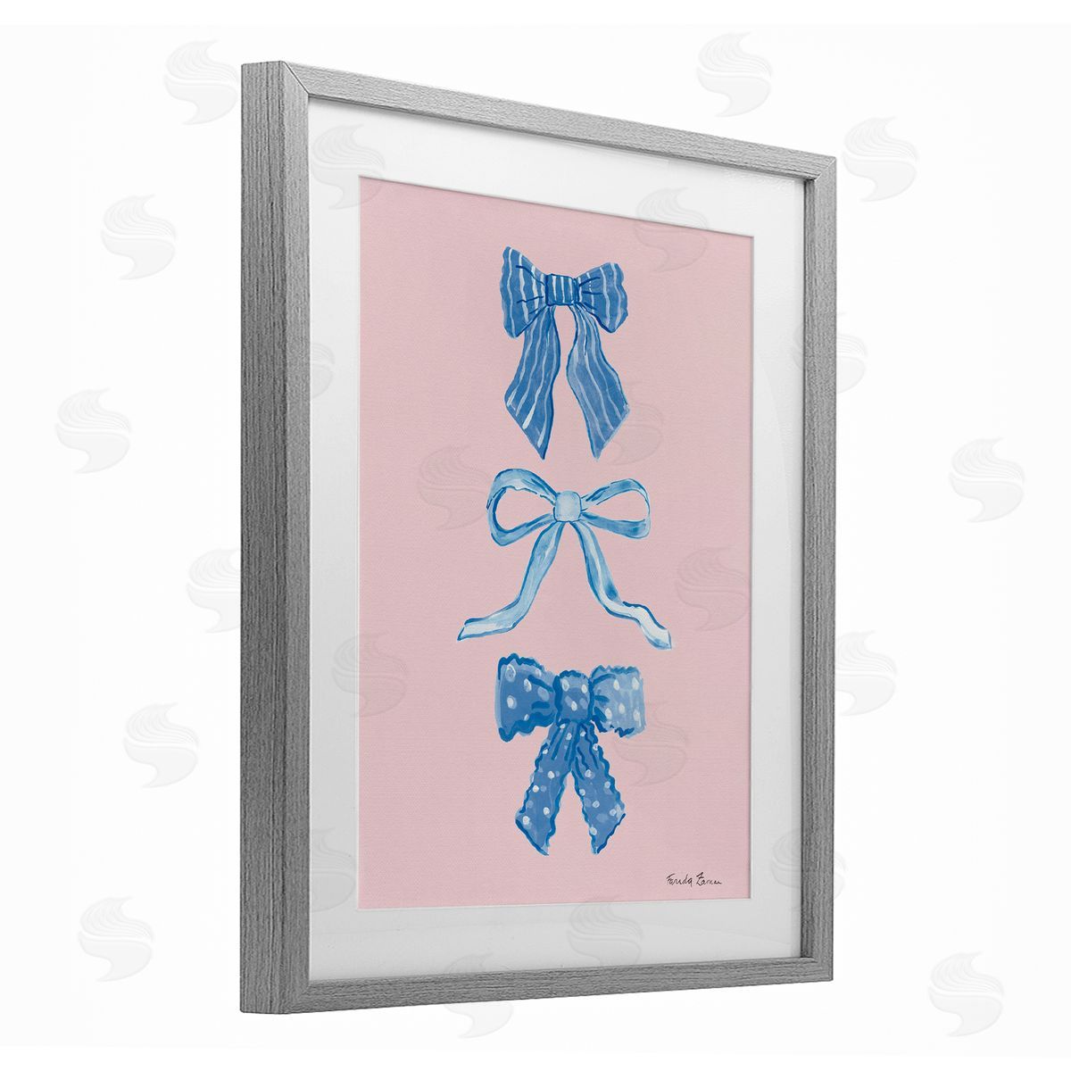 Farida Zaman Pretty Bows Blue & Pink Canvas Wall Art Print