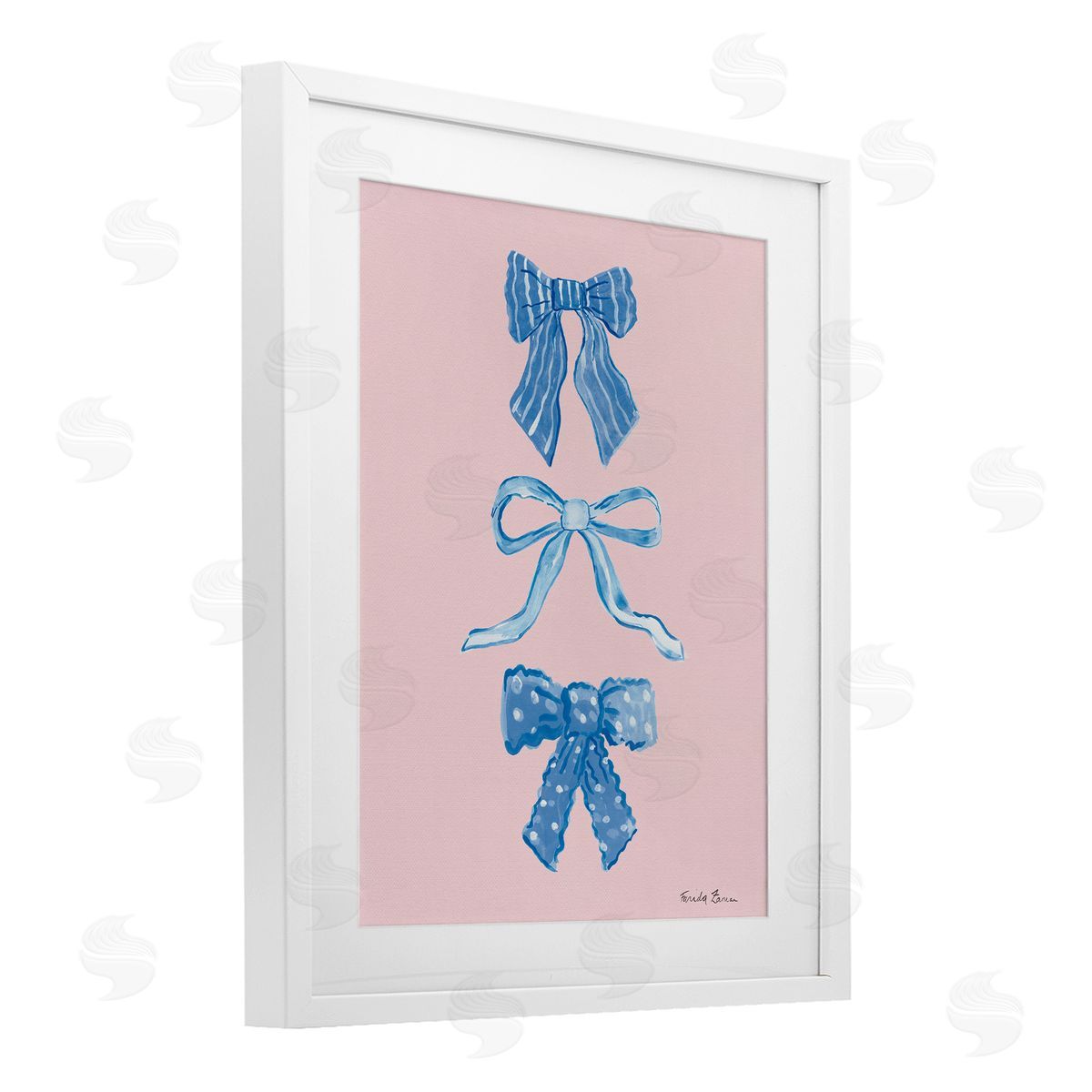 Farida Zaman Pretty Bows Blue & Pink Canvas Wall Art Print