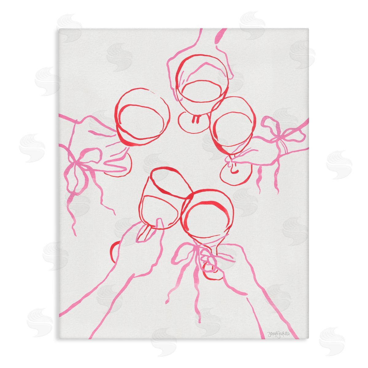Jenaya Jackson Cocktail Party Cheers Doodles Canvas Wall Art Print
