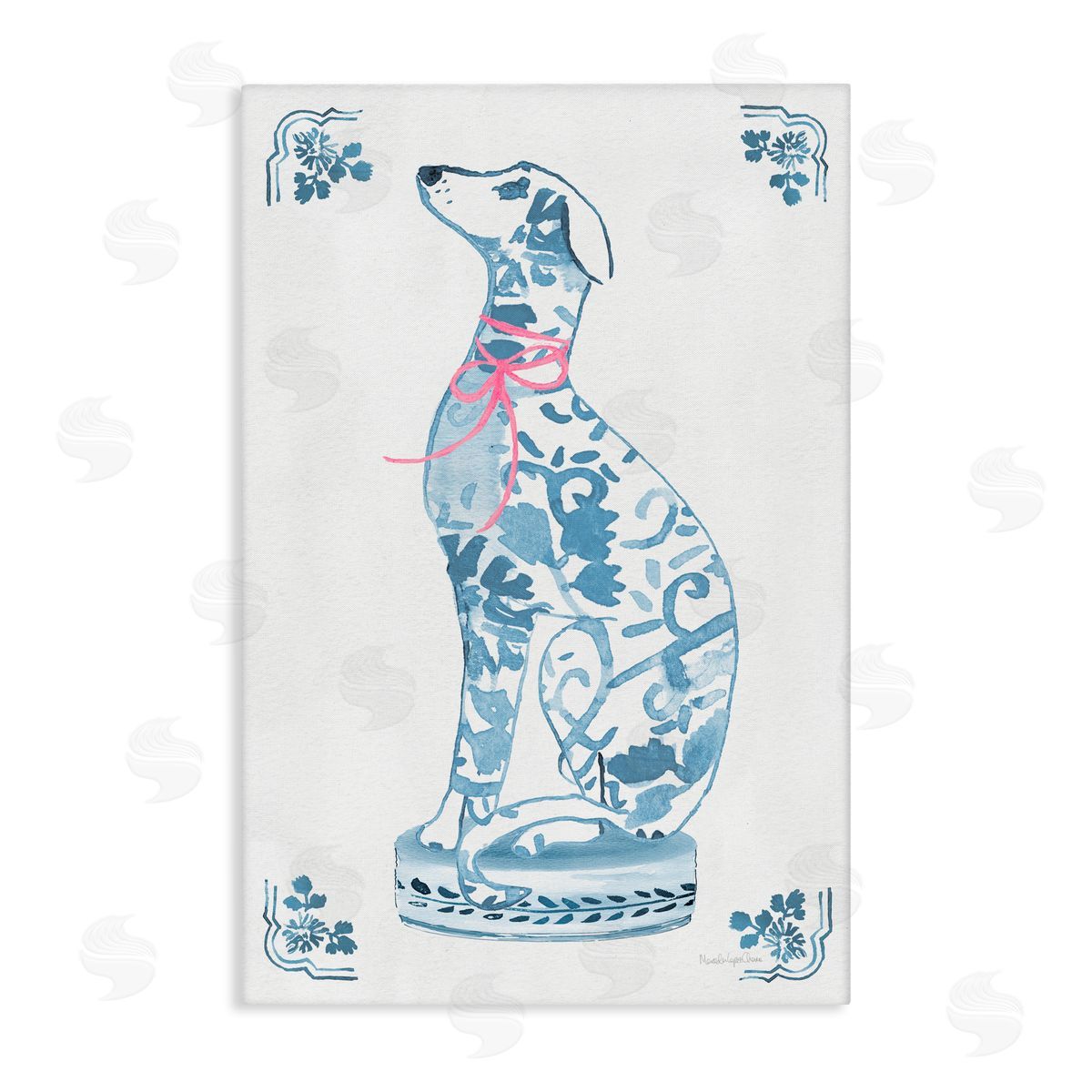 Mercedes Lopez Charro Chinoiserie Dog Sculpture Canvas Wall Art Print