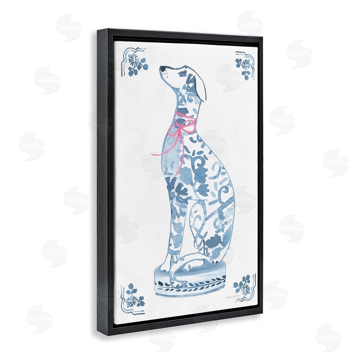 Mercedes Lopez Charro Chinoiserie Dog Sculpture Canvas Wall Art Print