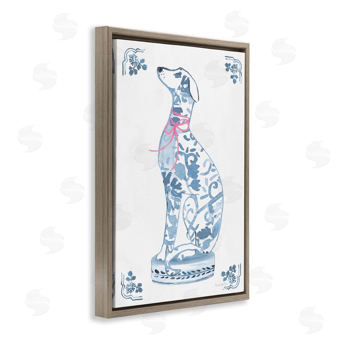 Mercedes Lopez Charro Chinoiserie Dog Sculpture Canvas Wall Art Print