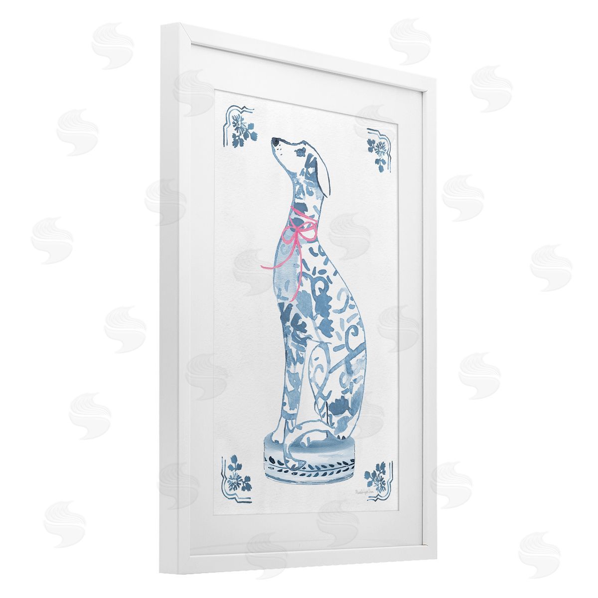 Mercedes Lopez Charro Chinoiserie Dog Sculpture Canvas Wall Art Print