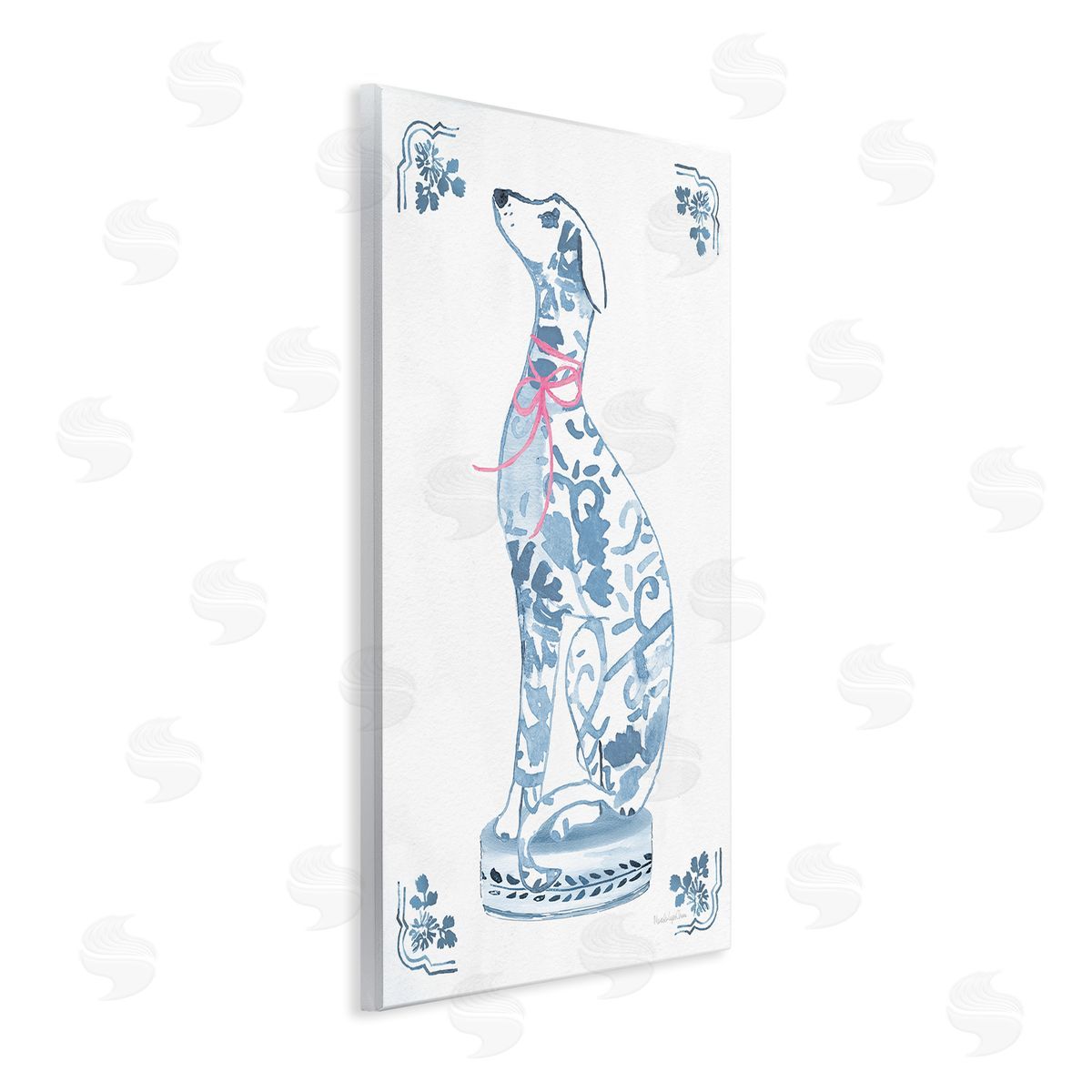 Mercedes Lopez Charro Chinoiserie Dog Sculpture Canvas Wall Art Print