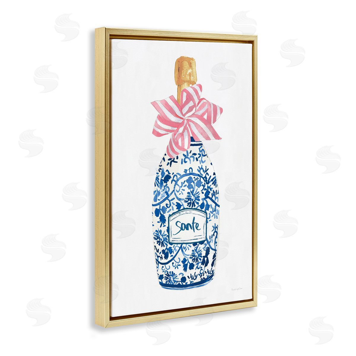 Mercedes Lopez Charro Pink & Blue Flirty Champagne Canvas Wall Art Print