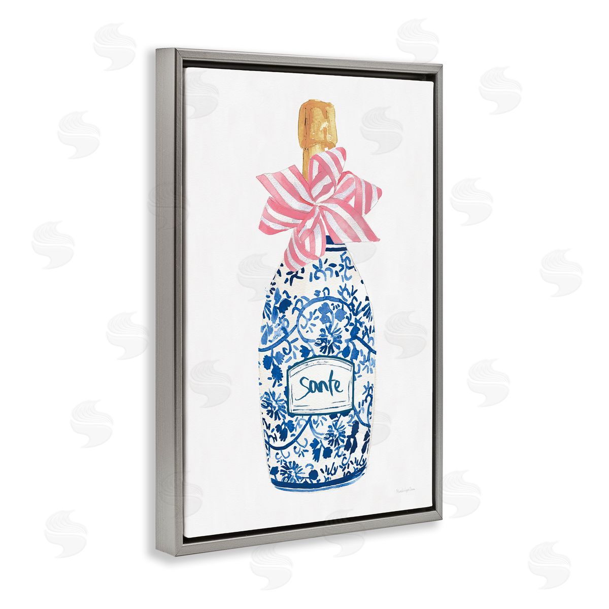 Mercedes Lopez Charro Pink & Blue Flirty Champagne Canvas Wall Art Print