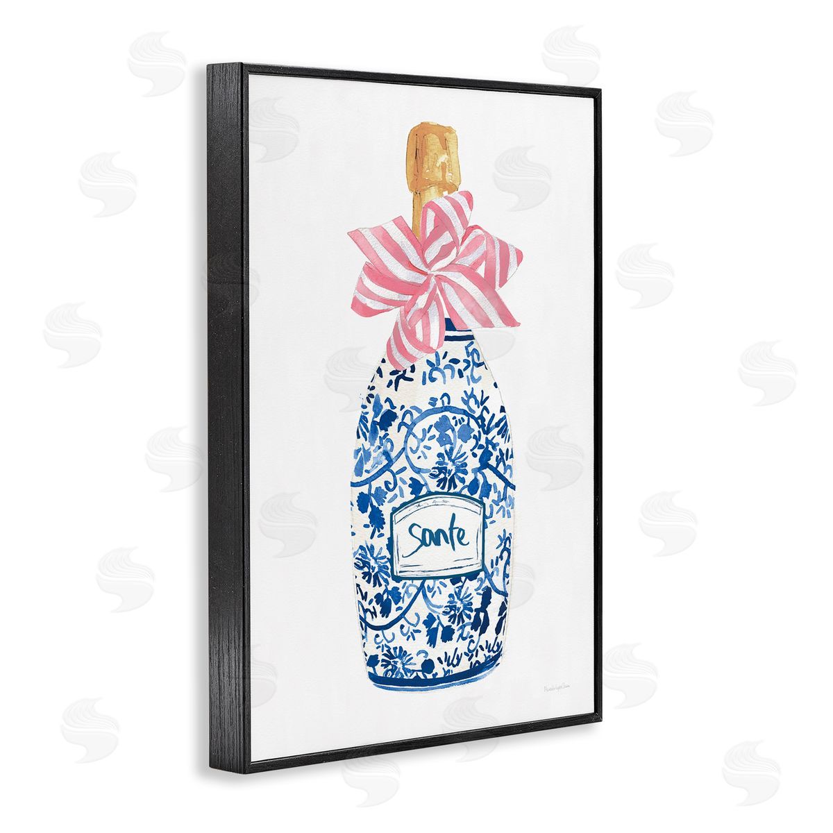 Mercedes Lopez Charro Pink & Blue Flirty Champagne Canvas Wall Art Print